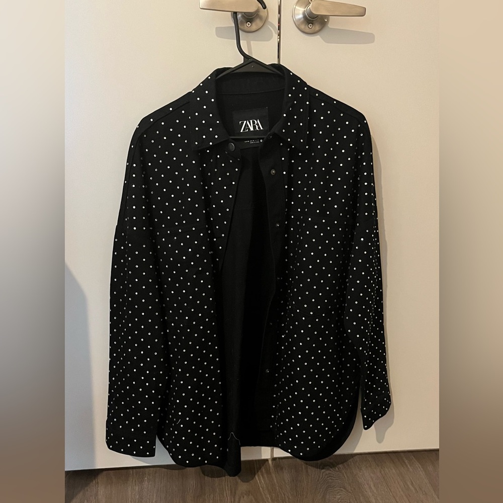 Zara bedazzled black jean jacket